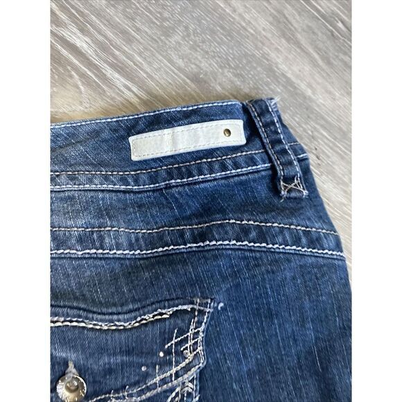 Ariya Jeans Shorts Womens 24 Blue Denim Mid Rise Plus Size Flap Pocket Embroider - Picture 8 of 11